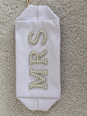 Embellished 'MRS' White Bridal Zip Pouch